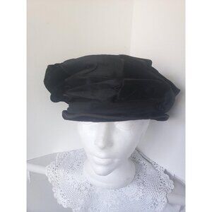 Black Hat with Brown Velvet Accent Vintage Black Hat
